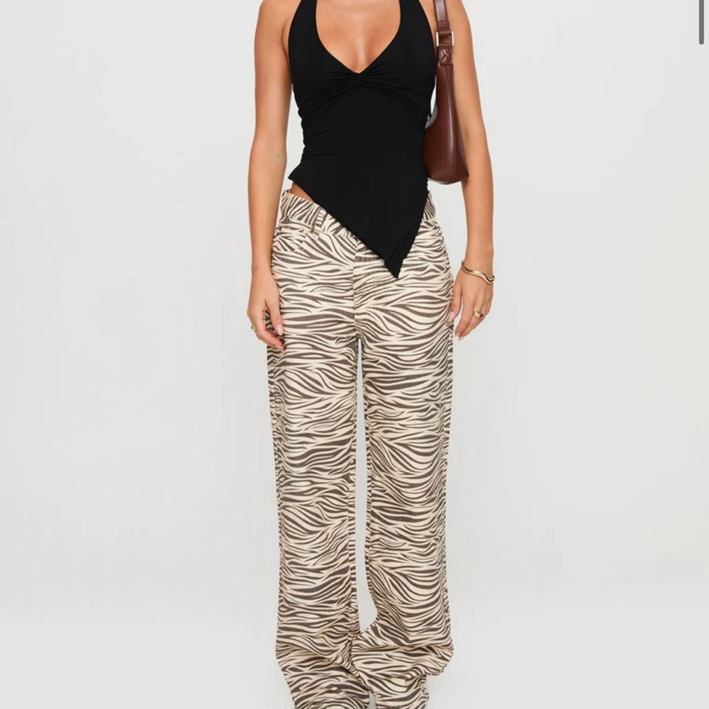 Zebra Print Wide-Leg Pants